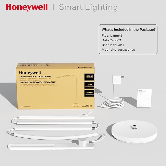 Honeywell LED Floor Lamp, F4 Sunturalux™ Gooseneck Reading Floor Lamp, Super