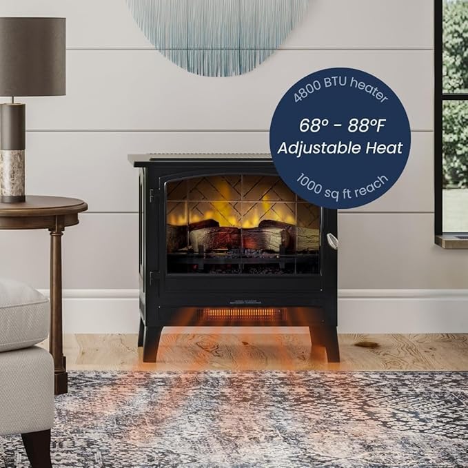 Country Living Infrared Freestanding Electric Fireplace Stove Heater in Black |