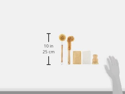 Tieralia Bamboo Dish Brush Gift Set – 5-Piece Kitchen Cleaning Set