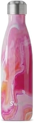 S’well Stainless Steel Water Bottle - 17 Fl Oz - Rose Agate - Triple-Layered Vacuum-Insulated Containers Keeps Drinks Cold for 36 Hours and Hot for 18 - with No Condensation - BPA-Free