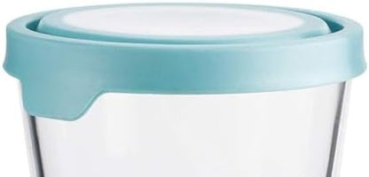 Anchor Hocking Trueseal Glass Food Storage Container with Airtight Lid, 7 Cup Tall, Mineral Blue