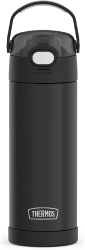 THERMOS FUNTAINER 16 Ounce Stainless Steel Vacuum Insulated Bottle with Wide Spout Lid,Black Matte,(Pack of 6)