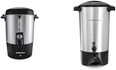 Hamilton Beach 45 Cup Fast Brew Coffee Urn, Hot Beverage Dispenser, and Silver Coffee Maker