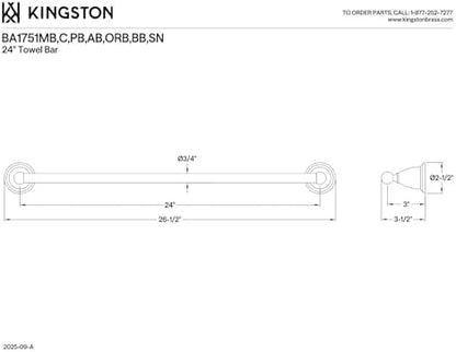 Kingston Brass BA1751AB Heritage 24" Towel-Bar, Antique Brass