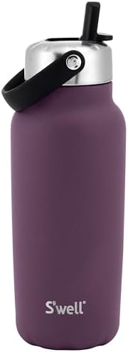 S'well Recycled Stainless Steel Explorer with Flip Straw Lid, 32oz, Plum, Triple Layered Vacuum Insulated Containers Keeps Drinks Cold for 42 Hours and Hot for 10