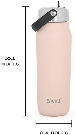 S'well Recycled Stainless Steel Explorer with Flip Straw Lid, 24oz, Himalayan Salt, Triple Layered Vacuum Insulated Containers Keeps Drinks Cold for 36 Hours and Hot for 8