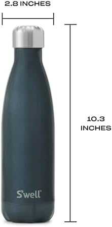 S'well Stainless Steel Water Bottle - 17 Fl Oz - Blue Suede Triple-Layered Vacuum - Double Wall Bottles Keep Drinks Cold for 36 Hours and Hot for 18 - Great for Travel, Hiking, Camping, 17 fl oz
