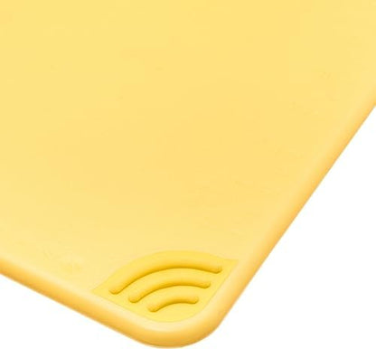 San Jamar Saf-T-Grip Plastic Cutting Board with Safety Hook, 12" x 18" x 0.5", Yellow, (Pack of 6)