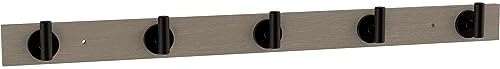 Franklin Brass Post (1-Pack) 27' Coat Rack Wall Mount White Hat Rack with 5 Hooks Mounted Hanging Hook Rail for Clothes, Towels, Purses, Bags, Kitchen, Entry, Closet Organization B48031K-480-R