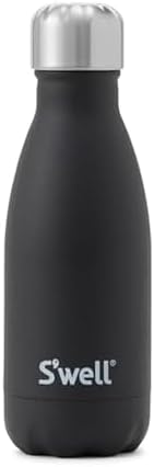 S'well Stainless Steel Water Bottle, 9oz, Onyx, Triple Layered Vacuum Insulated Containers Keeps Drinks Cold for 24 Hours and Hot for 12, BPA Free, Perfect for On the Go