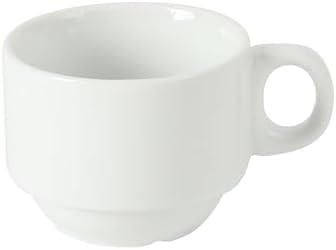 Gibson Home Gracious Dining 3-Ounce Espresso Cups Set of 4, Small Stackable Coffee Cups with 4 Saucers, Metal Stand, Ceramic Demitasse Mugs, Espresso Accessories for Machine