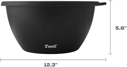S'well Stainless Steel Salad Bowl Kit XL 184oz, Onyx, Includes 5oz Canister For Dressing, Serving Utensils, and Removable Tray, Leakproof, Easy to Clean, Dishwasher and Refrigerator Safe
