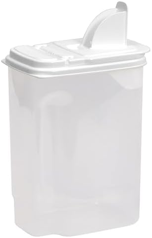 Buddeez Large Food Storage Container - 3.75 Quart Sugar Buddy, All Purpose Clear Kitchen Organization and Storage - Sugar, Flour, Cereal, Rice Dispenser, EZ Pour Spout & Easy Grip Handle (White Lid)