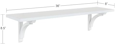 Kate and Laurel Corblynd Traditional Wood Wall Shelf, 36 inches, White