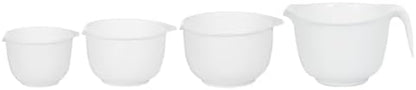 Glad Mixing Bowls with Pour Spout, Set of 4 - Nesting Plastic Bowls (1.2qt, 1.9qt, 2.8qt, and 3qt with Handle) - Non Slip Base, Dishwasher Safe Kitchen Cooking and Baking Supplies, Grey