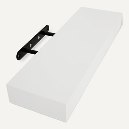 Amazon Basics Wood Floating Wall Shelves, 3-Pack, White, 15.8" x 5" x 1.8"