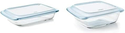 OXO Good Grips Freezer-to-Oven Safe 3 Qt Glass Baking Dish with Lid, 9 x 13,Clear,9 x 13 & Good Grips Freezer-to-Oven Safe 2 Qt Glass Baking Dish with Lid,Clear,8 x 8