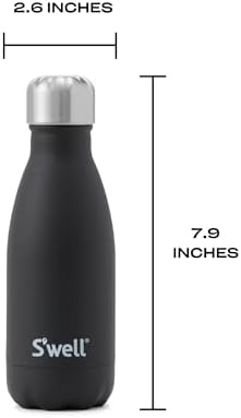 S'well Stainless Steel Water Bottle, 9oz, Onyx, Triple Layered Vacuum Insulated Containers Keeps Drinks Cold for 24 Hours and Hot for 12, BPA Free, Perfect for On the Go
