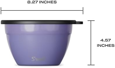 S'well Stainless Steel Salad Bowl Kit 64oz, Hillside Lavender, Comes with 2oz Mini Canister and Removable Tray for Organization, Leakproof, Easy to Clean, Dishwasher Safe (Pack of 8)