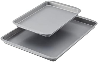Farberware GoldenBake Nonstick Bakeware Cookie/Baking Sheet Pan Set, 2 Piece, Gray