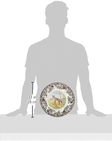 Spode Woodland American Wildlife Red Fox Dinner Plate - Striking Animal Illustration, Rustic Elegance for Holiday Meals, 10.5" Fine Earthenware - Dishwasher, Microwave, Oven Safe, Made in England