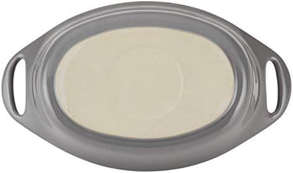 Rachael Ray Solid Glaze Ceramics Au Gratin Bakeware / Baker Set, Oval - 2 Piece, Gray