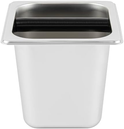 Restaurantware Espresso Knock Box - 1 Case - 6" Inch Deep Stainless Steel Basin Coffee Ground Bin - Removable Knock Bar With Non-Slip Base, Silver Coffee Puck Container For Home Barista Use