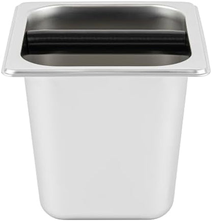Restaurantware Espresso Knock Box - 1 Case - 6" Inch Deep Stainless Steel Basin Coffee Ground Bin - Removable Knock Bar With Non-Slip Base, Silver Coffee Puck Container For Home Barista Use