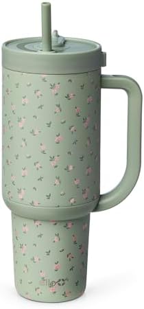 Ello Oasis 40oz Insulated Stainless Steel Tumbler with Straw, Full Bloom