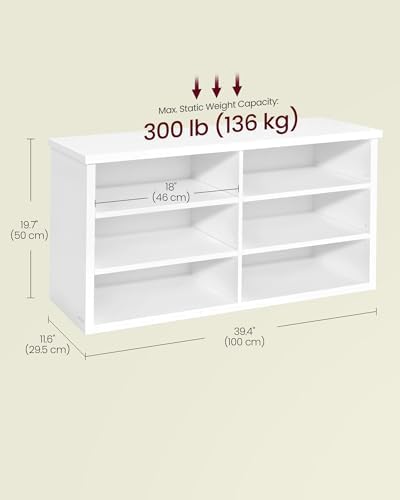 VASAGLE Shoe Bench, Storage Bench, 11.6 x 39.4 x 19.7 Inches