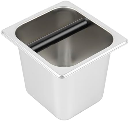 Restaurantware Espresso Knock Box - 1 Case - 6" Inch Deep Stainless Steel Basin Coffee Ground Bin - Removable Knock Bar With Non-Slip Base, Silver Coffee Puck Container For Home Barista Use