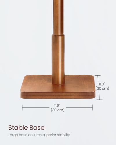 VASAGLE Solid Wood Coat Rack, Free Standing, 8 Hooks, 3 Height Options