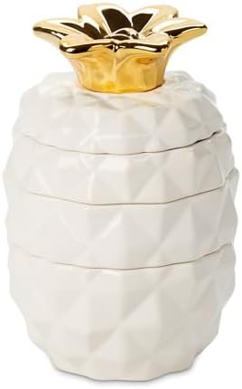 Set of 4 Decorative Pineapple Shaped Stackable Ceramic Kitchen Measuring Cups