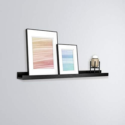 MCS Picture Ledge Shelf, Room Decor Floating Shelf, Black Woodgrain, 35 Inch