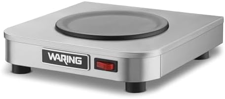 Waring Commercial WCW10 Café Deco Single Coffee Carafe Warmer, 120V, 5-15 Phase Plug, Single Burner Silver