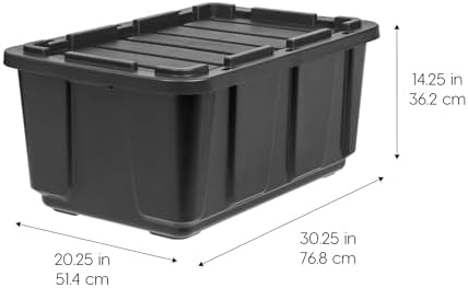 IRIS USA 4-Pack 27 Gal Heavy Duty Storage Tote Bins with Lids, Black
