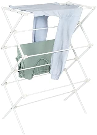Honey-Can-Do Collapsible Laundry Drying Rack, Portable Clothes Rack, Space-Saving & Easy to Store Metal Garment Rack, Sturdy Clothes Dryer, Ideal for Small Spaces, Indoor & Outdoor Use, White