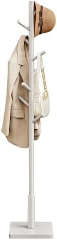 VASAGLE Solid Wood Coat Rack, Free Standing, 8 Hooks, 3 Height Options