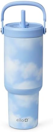 Ello Oasis Go+ 26oz Insulated Stainless Steel Tumbler with Straw, Clouds