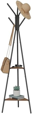 VASAGLE Coat Rack Freestanding, Hall Tree with 2 Shelves