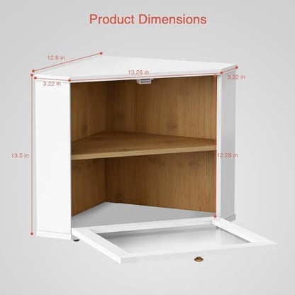 White Corner Bread Box for Kitchen Countertop, Double Layer Large Breadbox