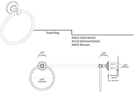 Gatco 4022 Tavern Towel Ring, Satin Nickel 6.5 Inch