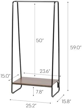 IRIS USA Clothes Rack with Wood Shelf, Garment Storage, Black