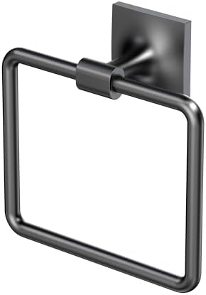 Gatco 5582MX Waterline Towel Ring | Modern Hand Towel Holder for Bathroom | Stylish Decorative Hardware, Heavy Duty Metal, EZ Ancor Mounting | Matte Black