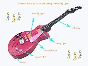 Lightahead HK-9080A(Pink) Sound Music and Light Fun Junior Guitar for Kids & Beginners Great Gift Pink (Gui5862B)