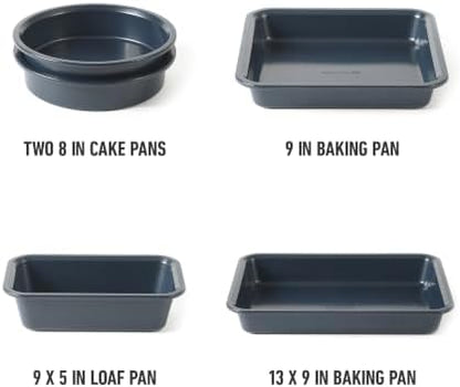 Calphalon Legacy 10-Pieces Nonstick Bakeware Set PFOA-Free, Baking Sheet Set, Baking Pans Set, Carbon Steel Bakeware Pans Collection, High-Heat Oven Safe, for Cookies, Cakes, and Muffins -Navy Blue