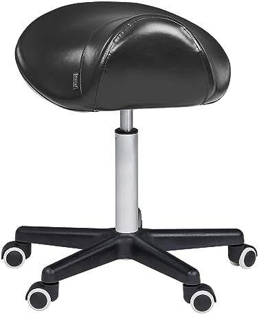Master Massage Ergonomic Saddle Chair-Saddle Stool- Hydraulic Swivel Rolling Chair-Salon Clinical Tattoo Dentist Clinic Stool, Spas, Salons Stools, Workshop Office-Black