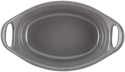 Rachael Ray Solid Glaze Ceramics Au Gratin Bakeware / Baker Set, Oval - 2 Piece, Gray