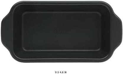 Oster Teston 9 x 5 Inch Loaf Pan, Nonstick Carbon Steel Bread Baking Pan, Matte Black, PFAS-Free, Oven-Safe, Easy Release Bakeware