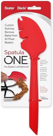 Silicone Spatula ONE Mixer Beater Scraper and Spatula, Cherry Red
